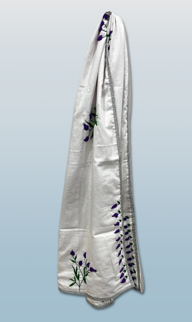 Handmade White Cotton Stole.